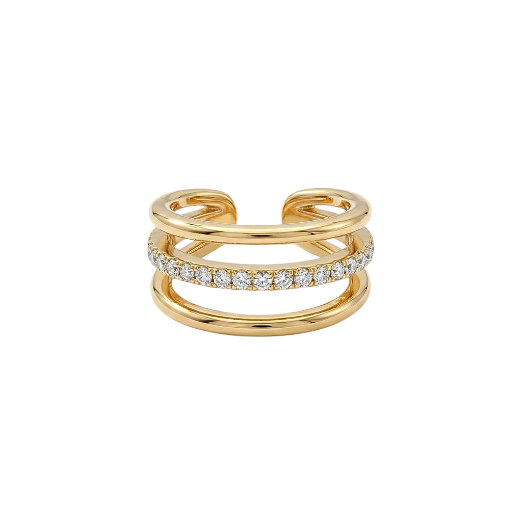 Trilogy Cuff – Ear Cuff Regolabile in Acciaio Inossidabile (Oro 18k & Silver)