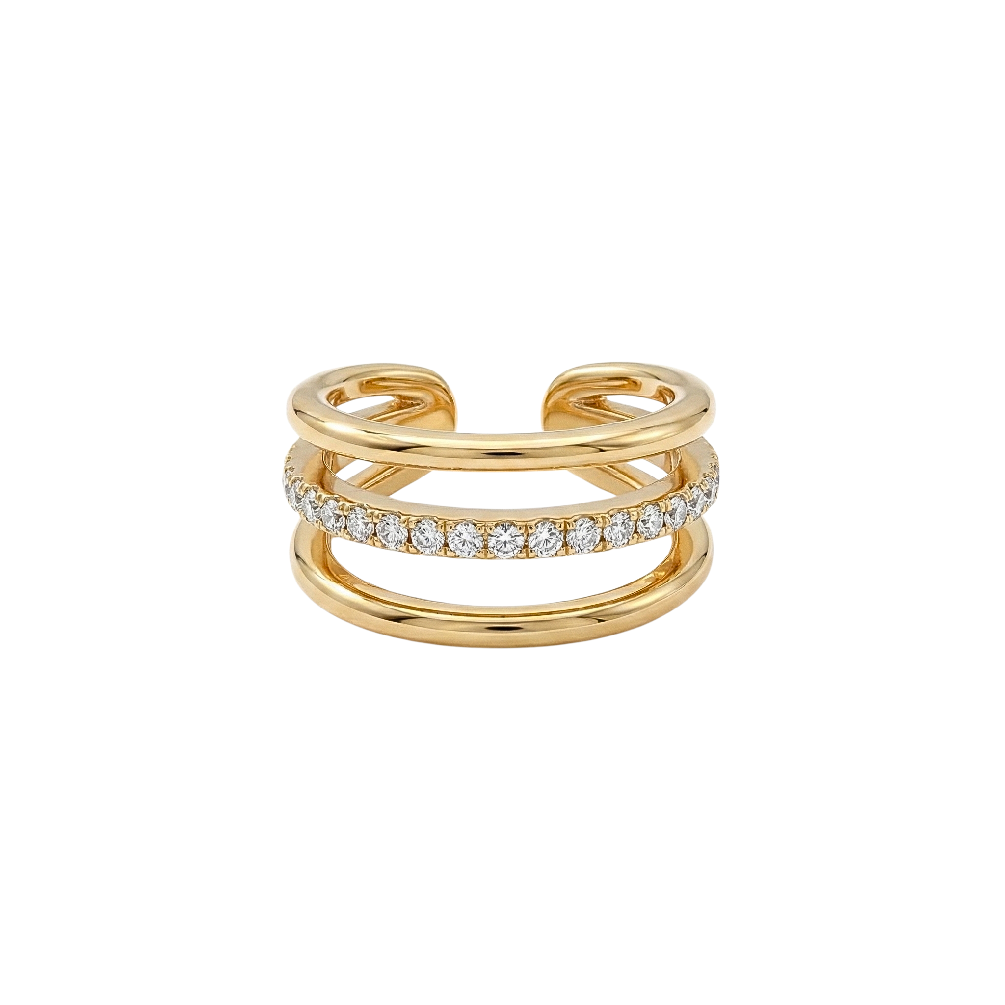 Trilogy Cuff – Ear Cuff Regolabile in Acciaio Inossidabile (Oro 18k & Silver)