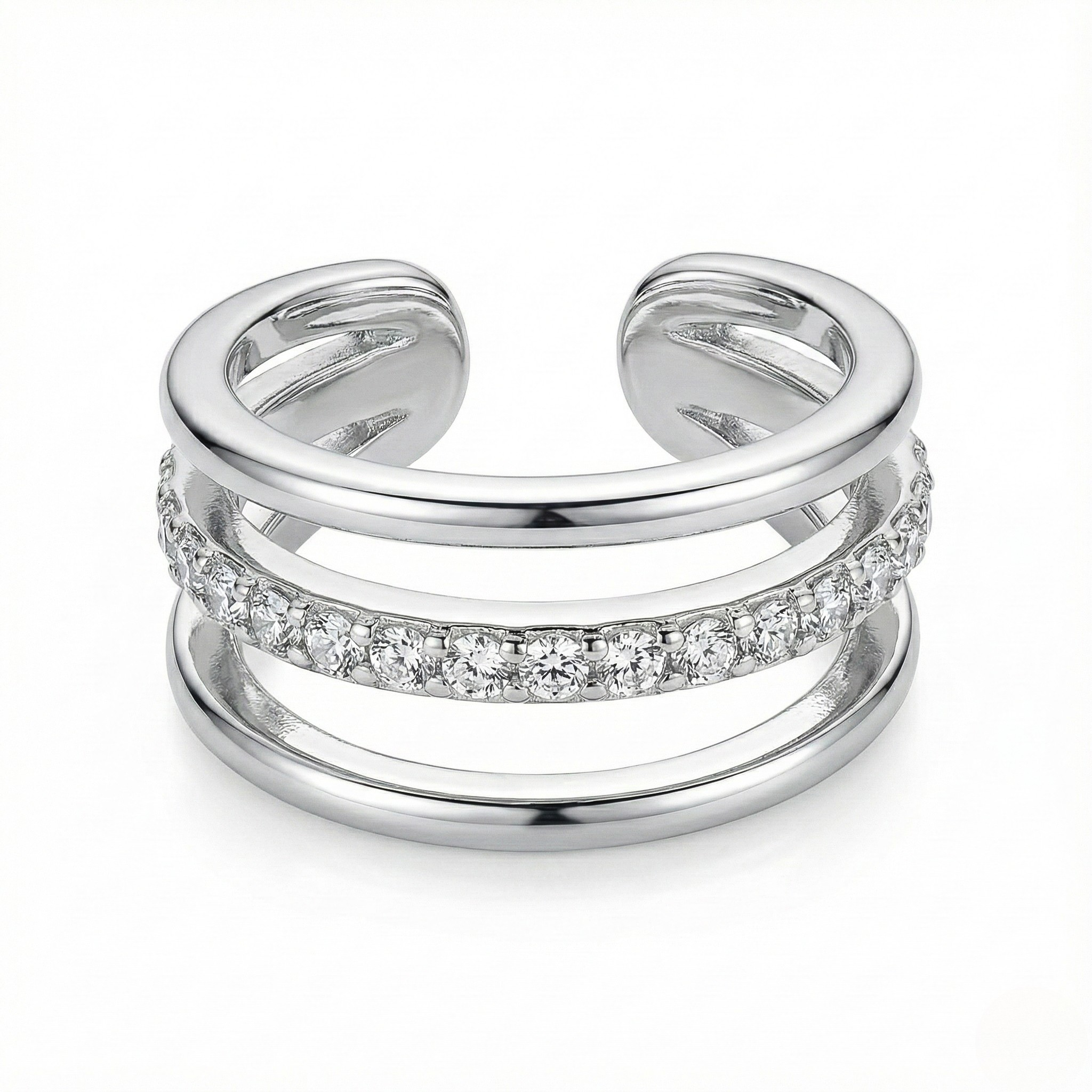 Trilogy Cuff – Ear Cuff Regolabile in Acciaio Inossidabile (Oro 18k & Silver)