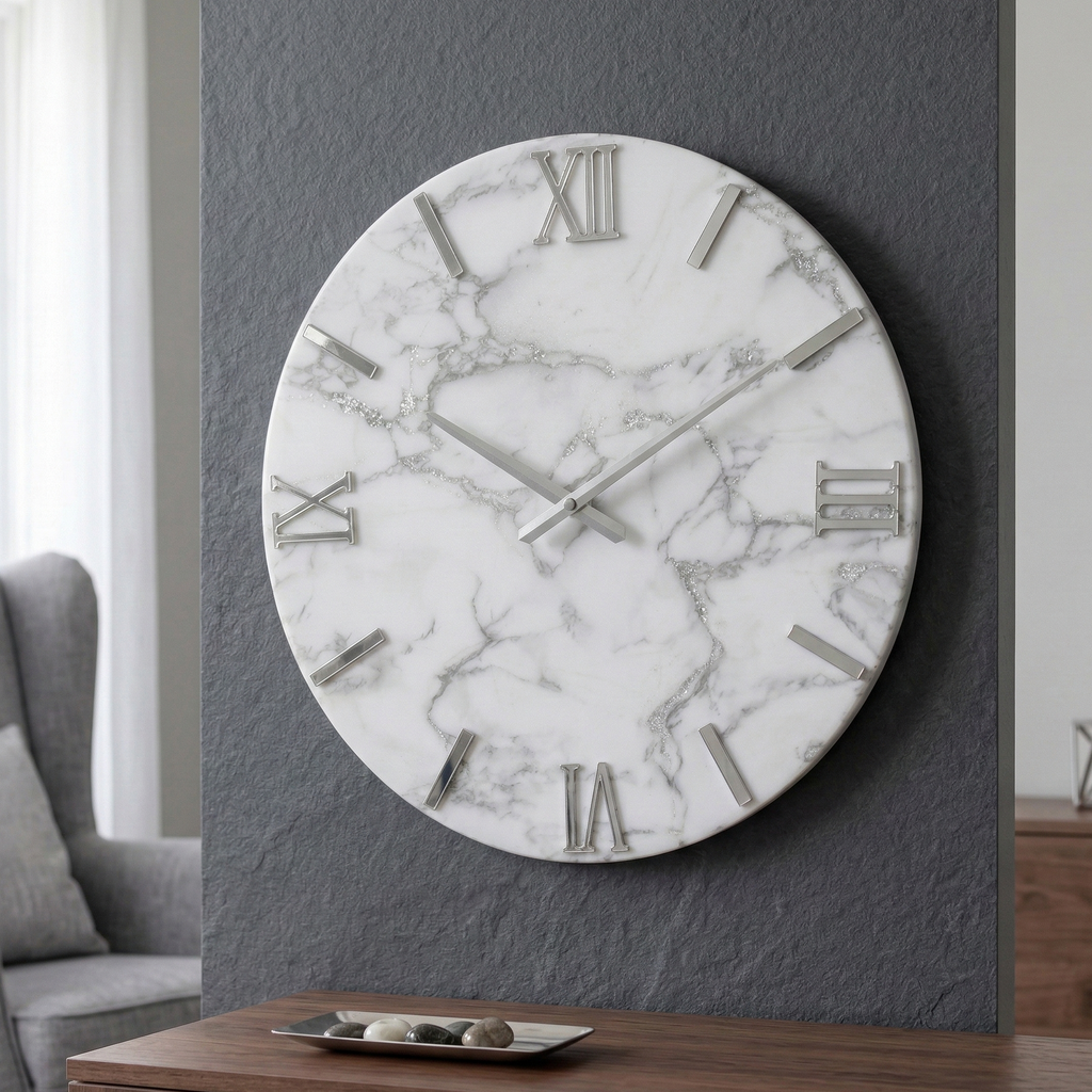 Eterna Argento - Orologio Da Parete Artigianale In Resina