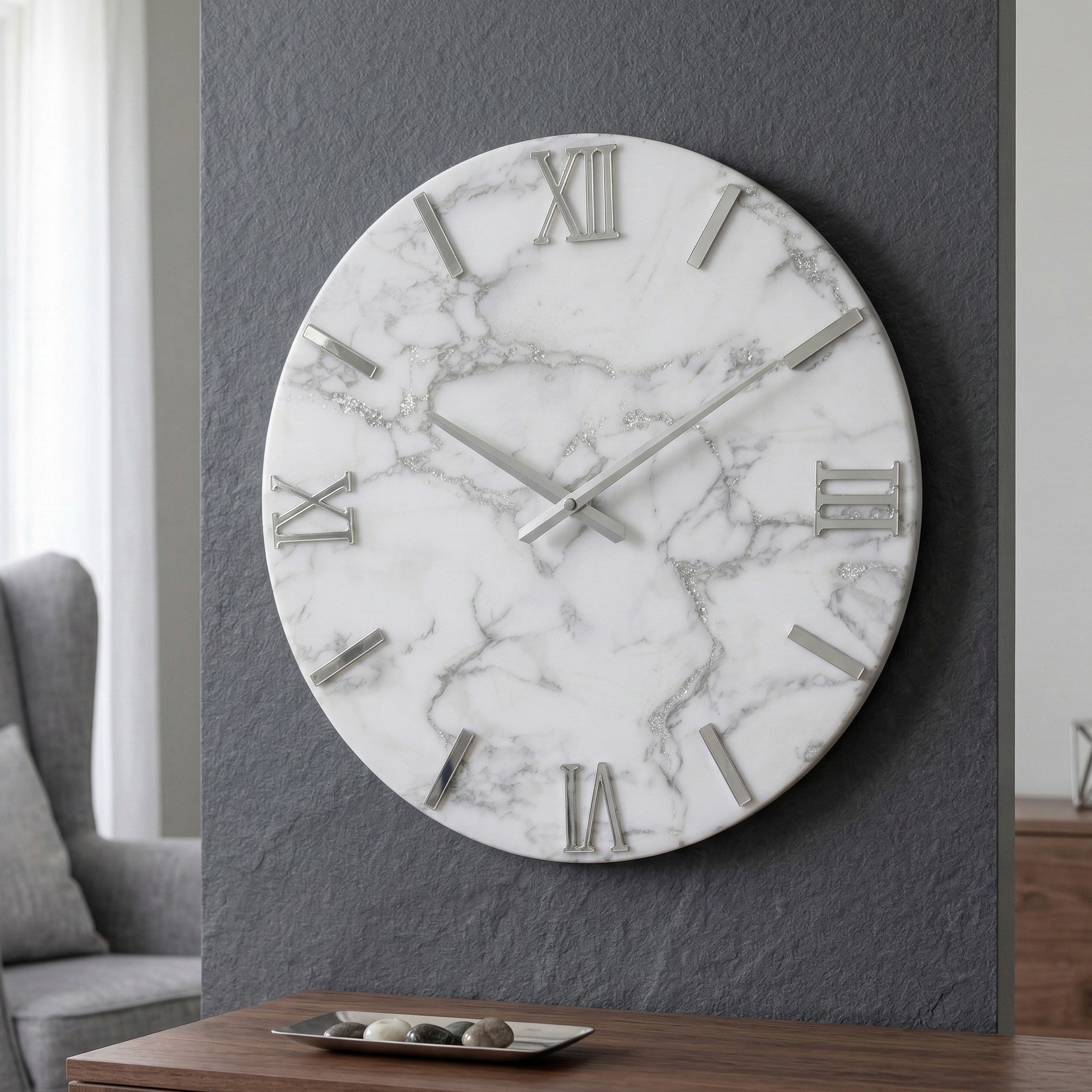 Eterna Argento - Handmade Resin Wall Clock