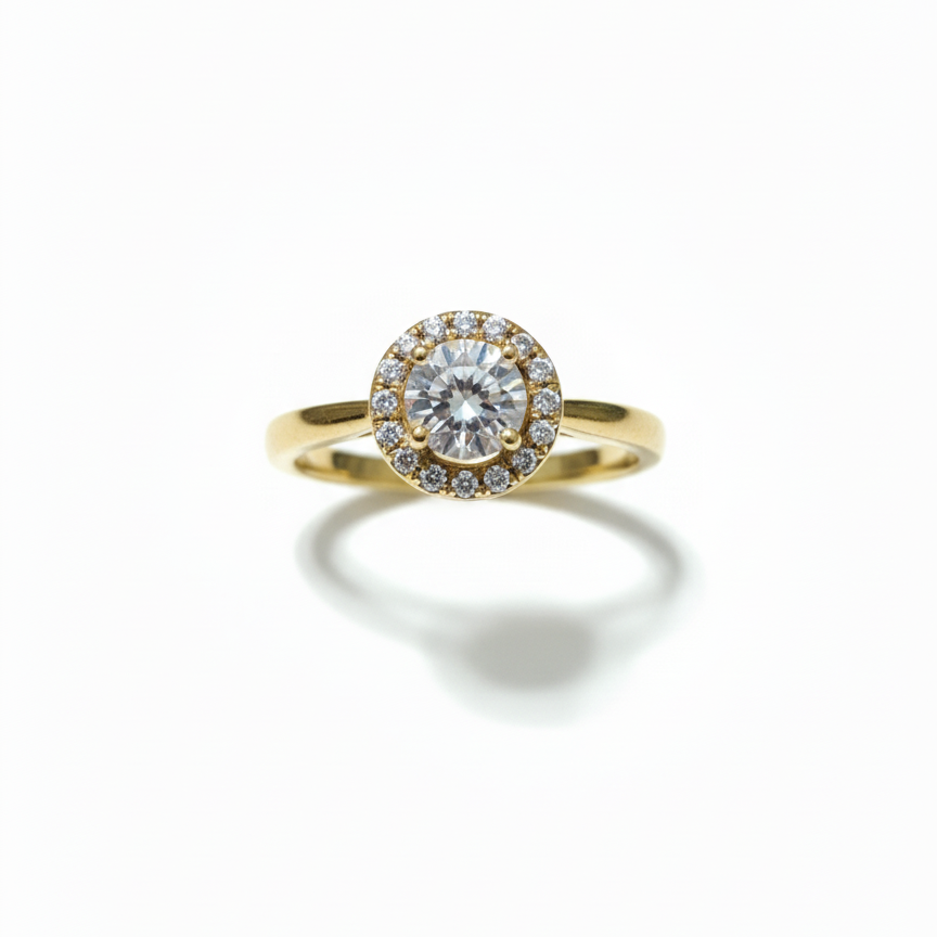 Anello Halo Solitario